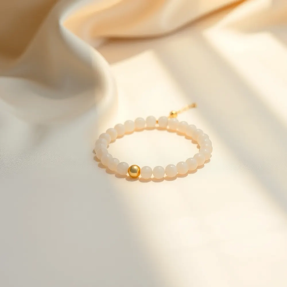 Pierre de Lune — Mimzia, bracelet pierre de lune & laiton doré